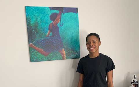 Zoe-with-artwork Zoe with his artwork