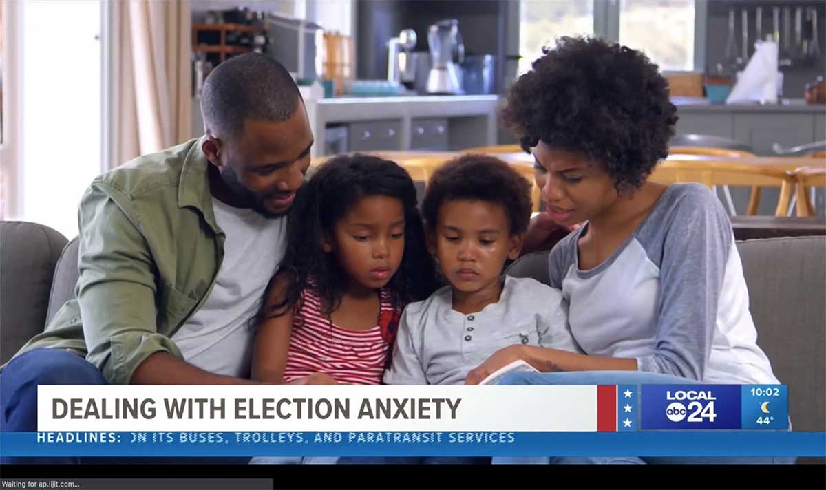 election-anxiety family reading together on couch